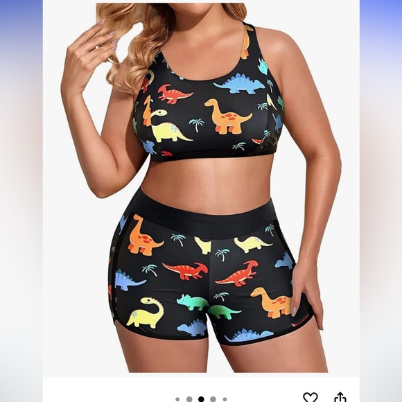 Holipick Sports Bra and Boyshorts Bathing Suit dinosaur print nwt plus size - Picture 1 of 13